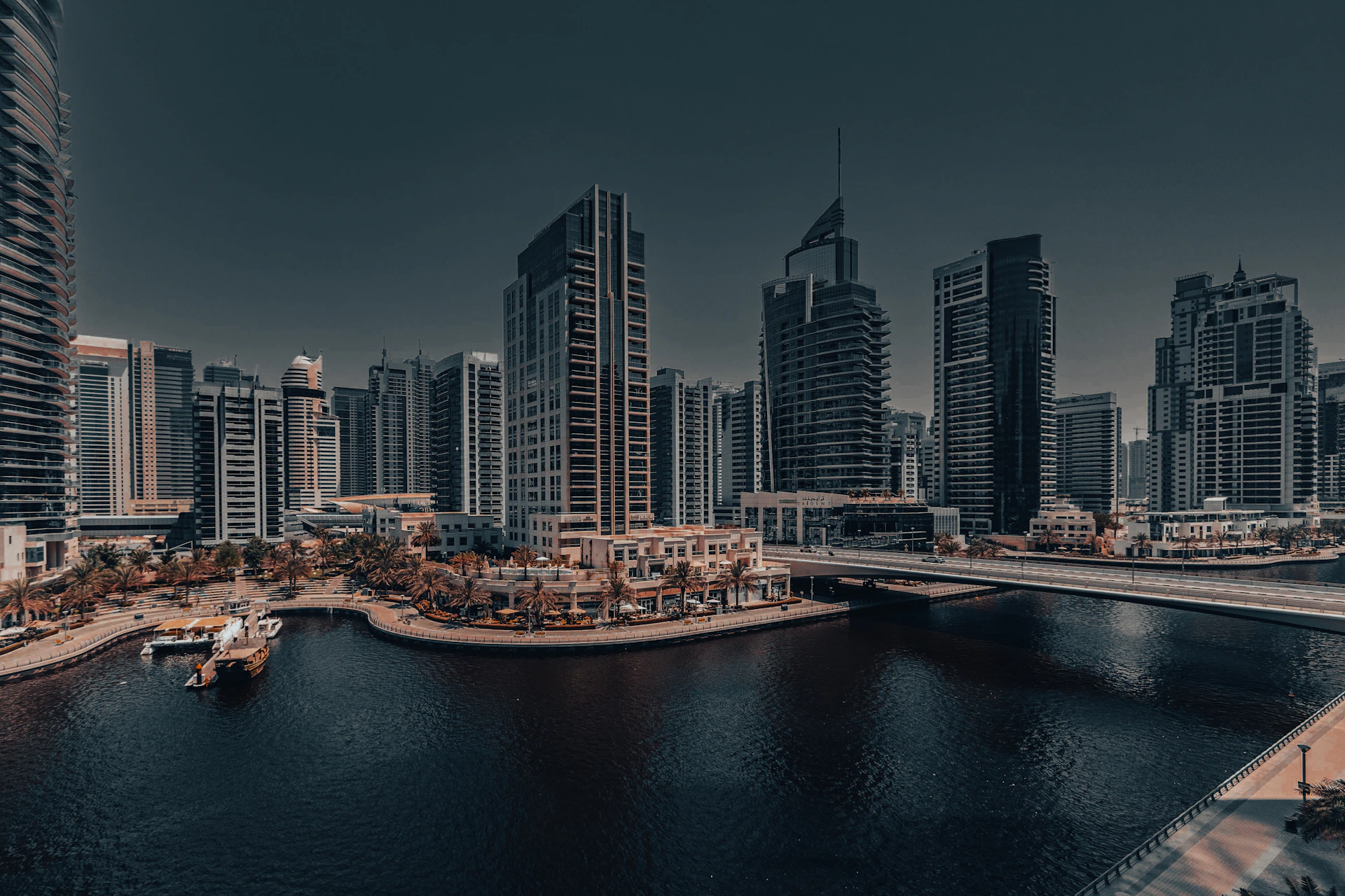 A view of a city from a bridge