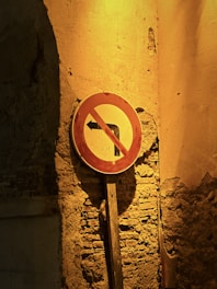 A no right turn sign on the side of a building