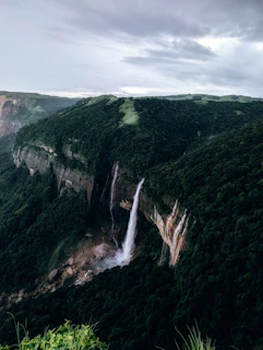 A view of a waterfall from a high point of view