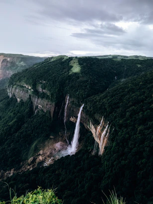 A view of a waterfall from a high point of view