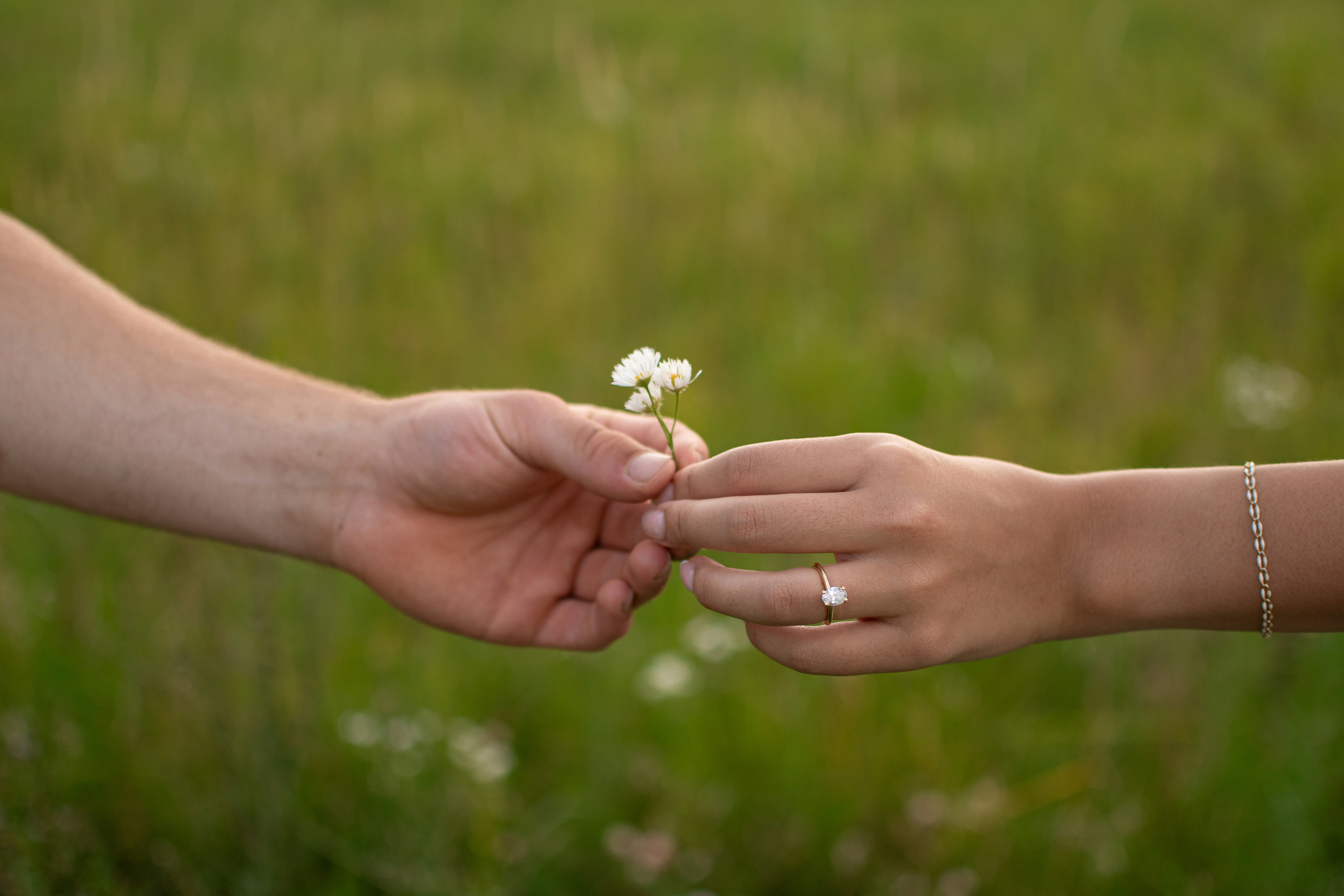 A close up of two people holding hands