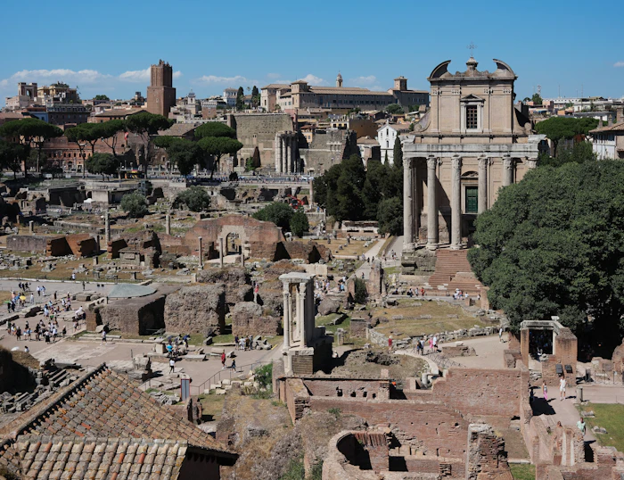 Aerial view of the Roman Forum, Rome, Italy