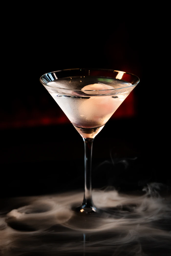 Smoke-filled martini glass