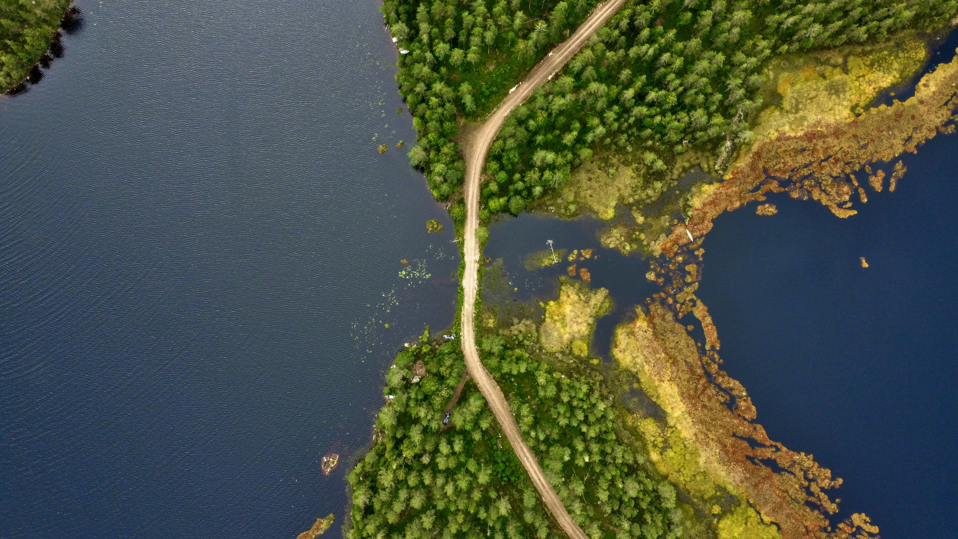 Aerial river and road view