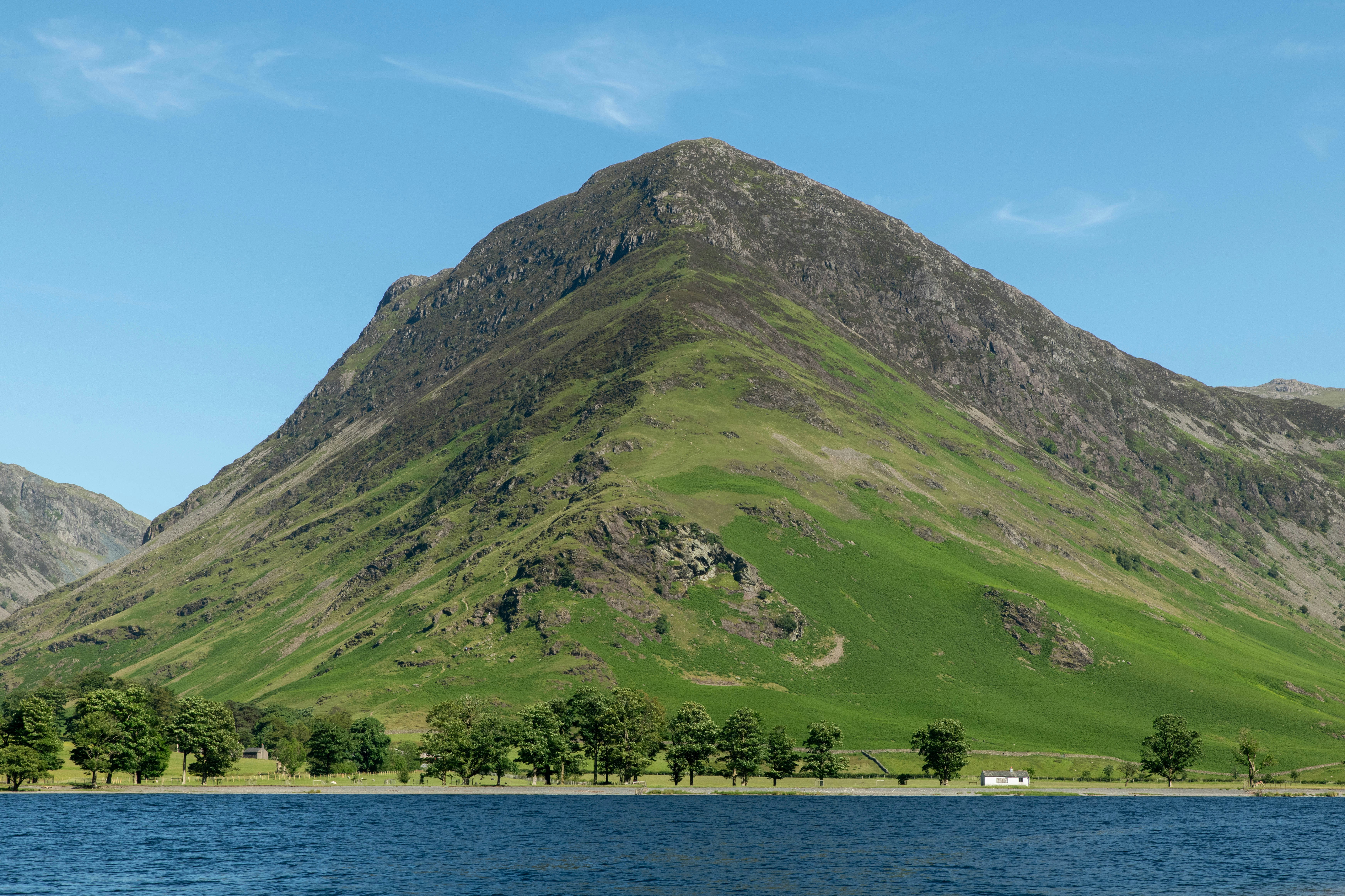 A mountain with a lake in front of it