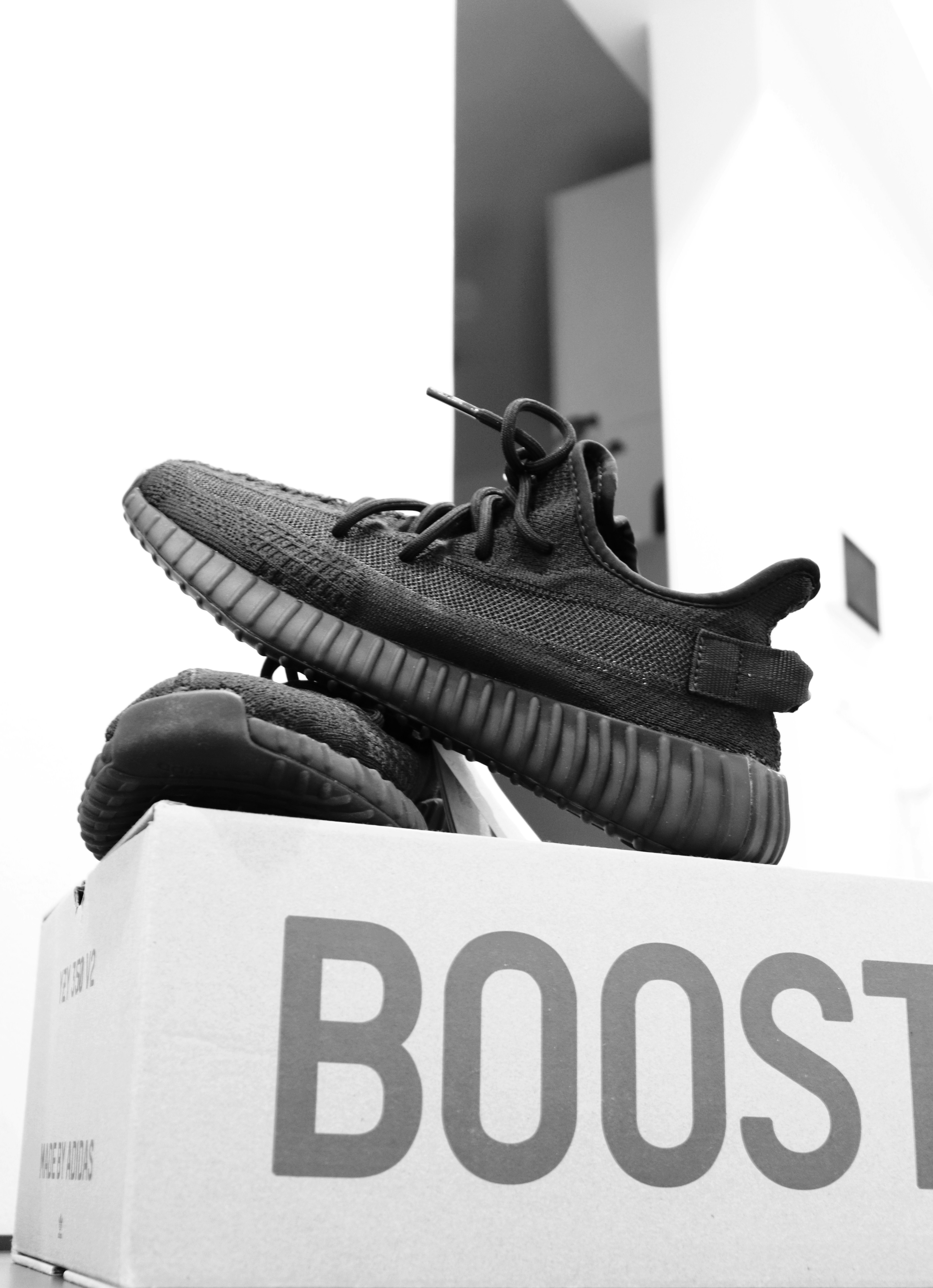 A pair of shoes sitting on top of a box