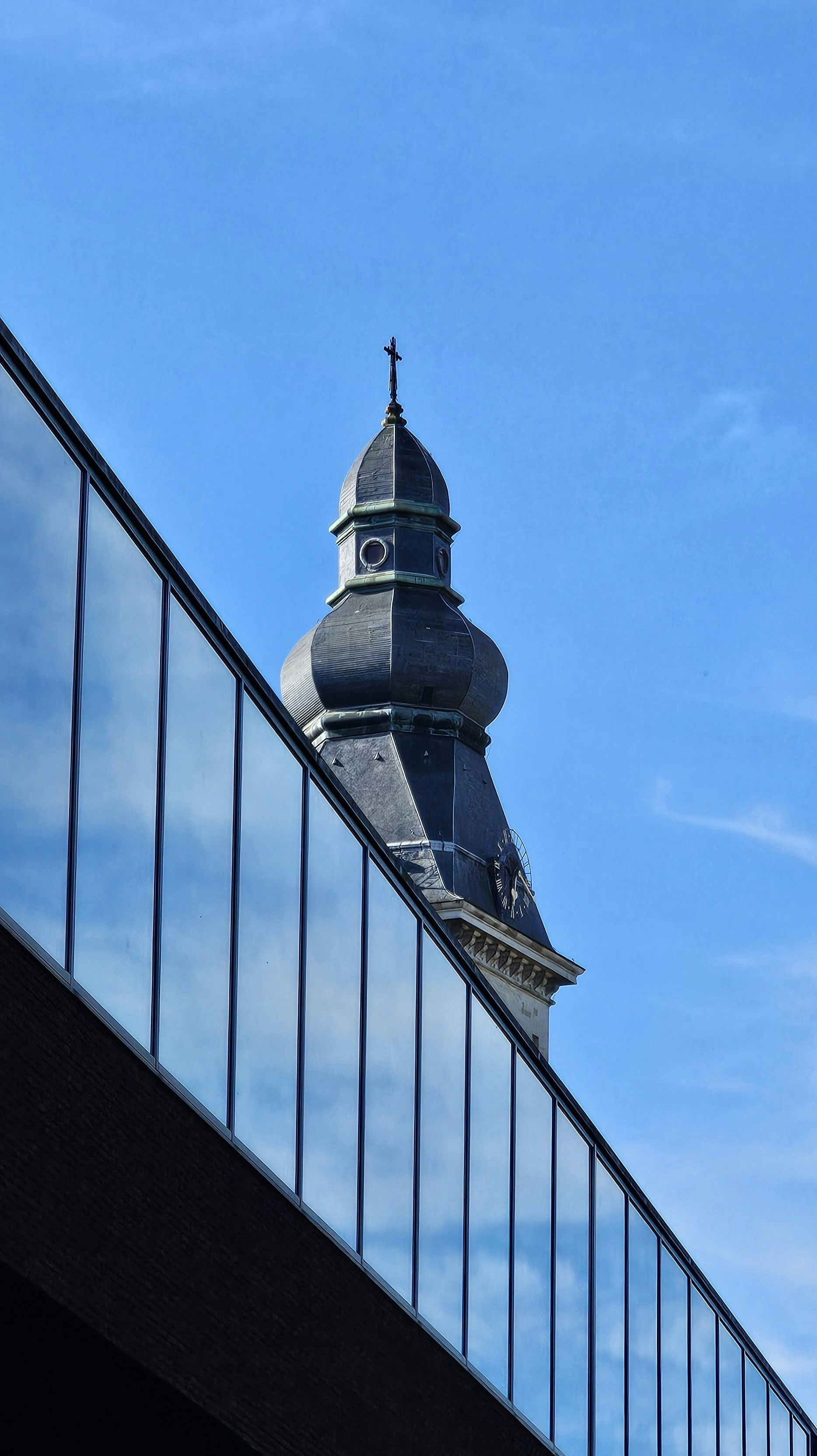 A clock tower on top of a building