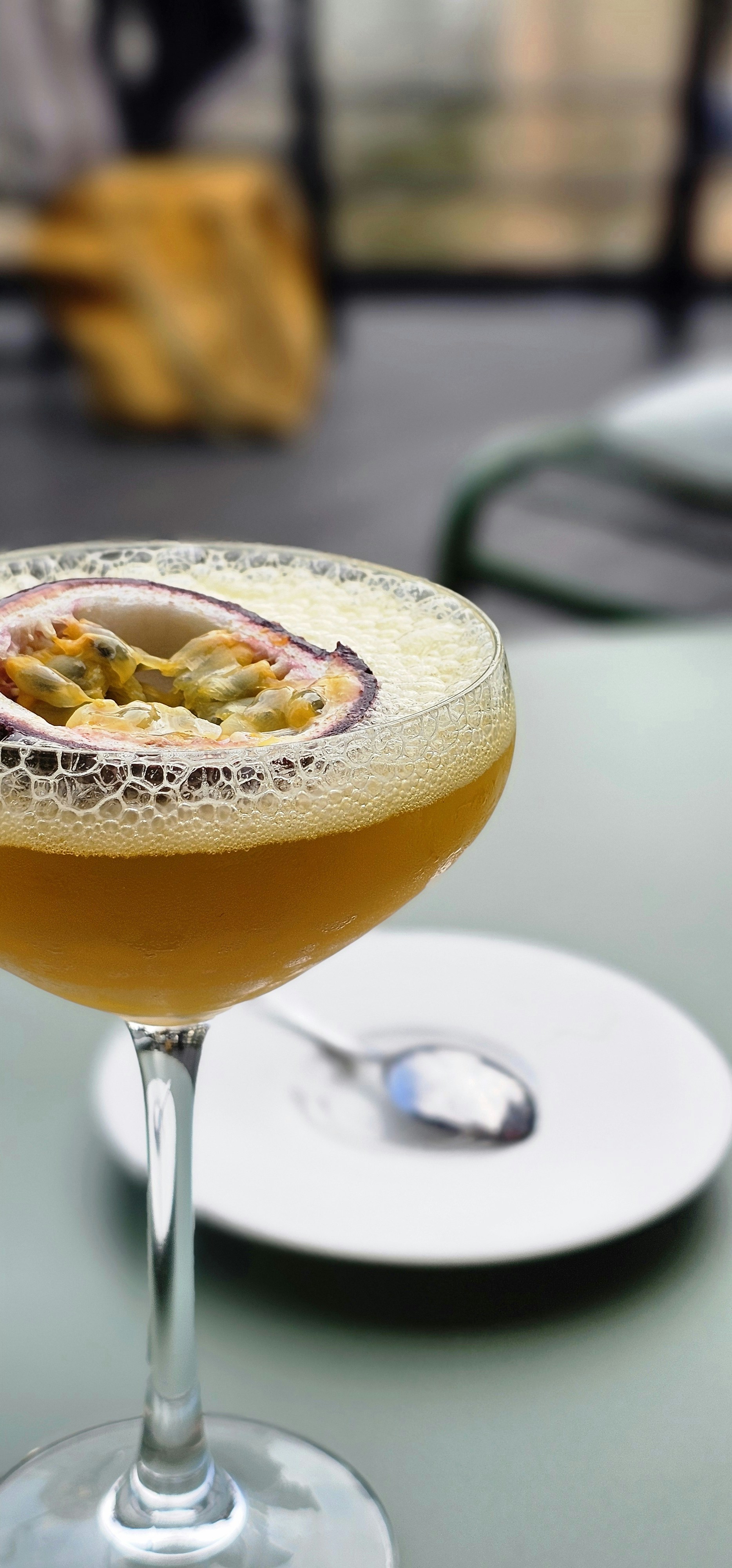 A close up of a drink on a table