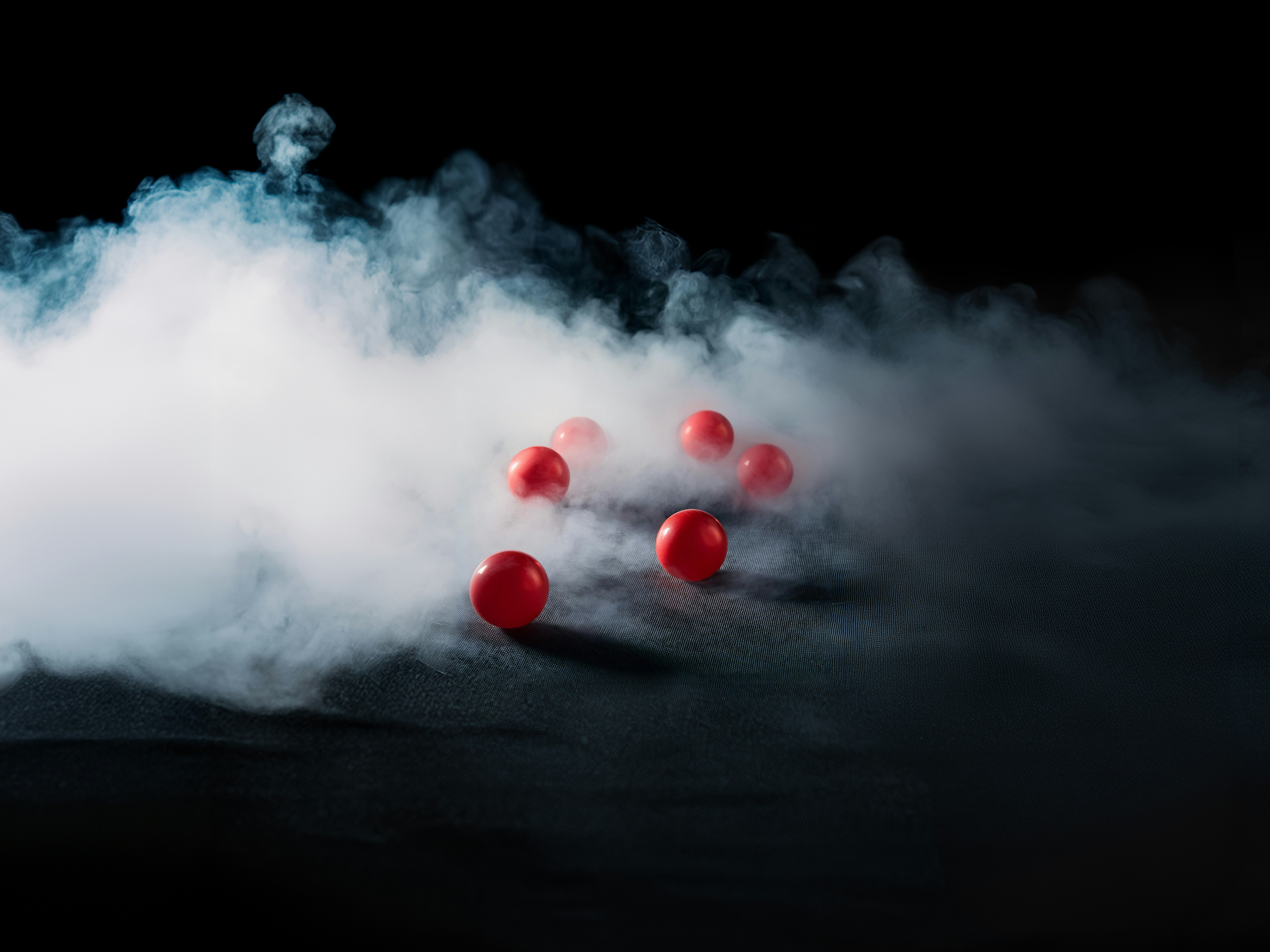 Red balls and mist