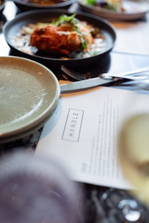 A close up of a plate of food on a table