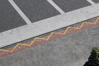 An aerial view of an empty parking lot