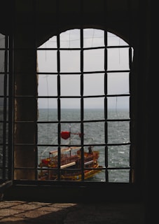 A view of the ocean through a window