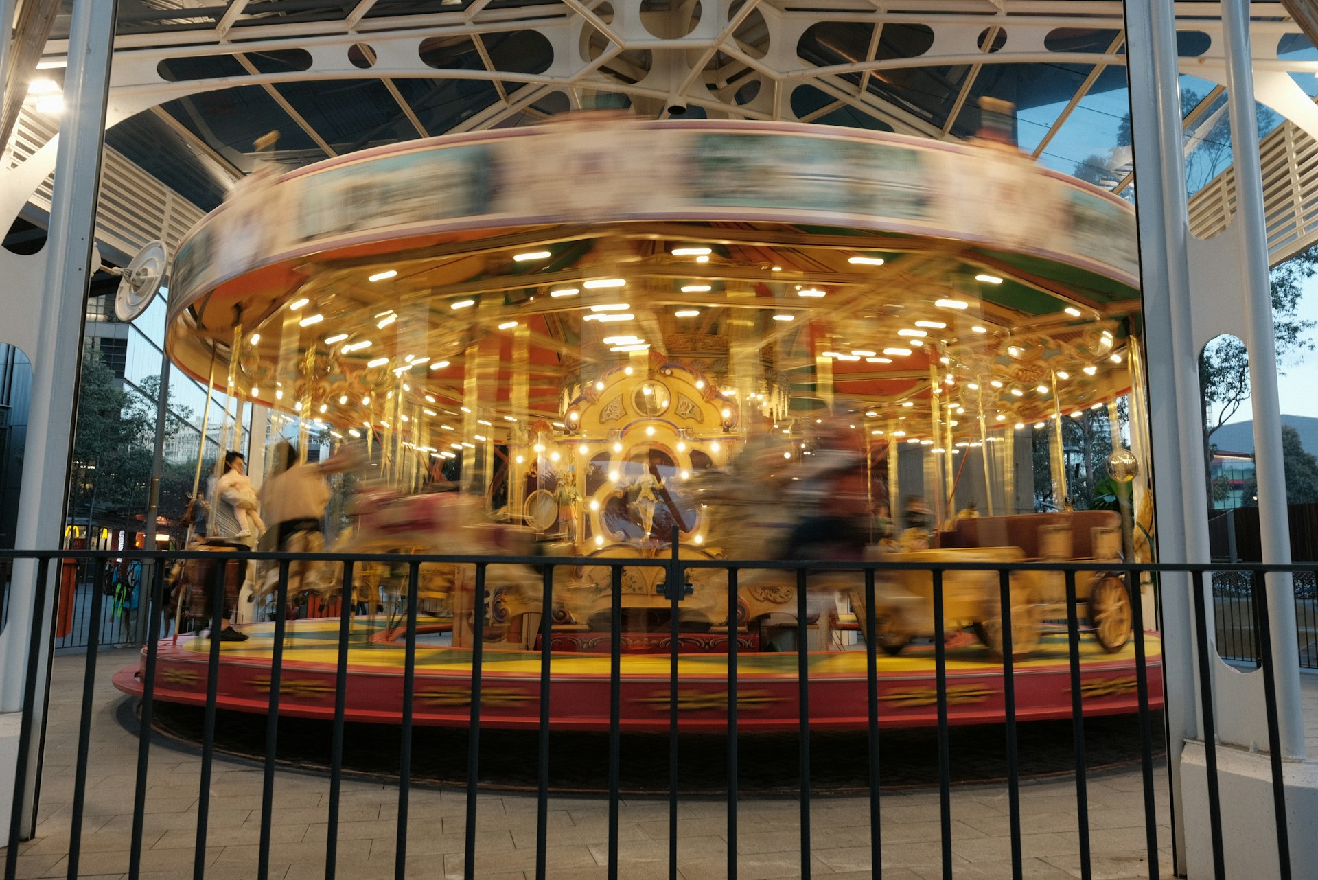 A merry go round in an amusement park