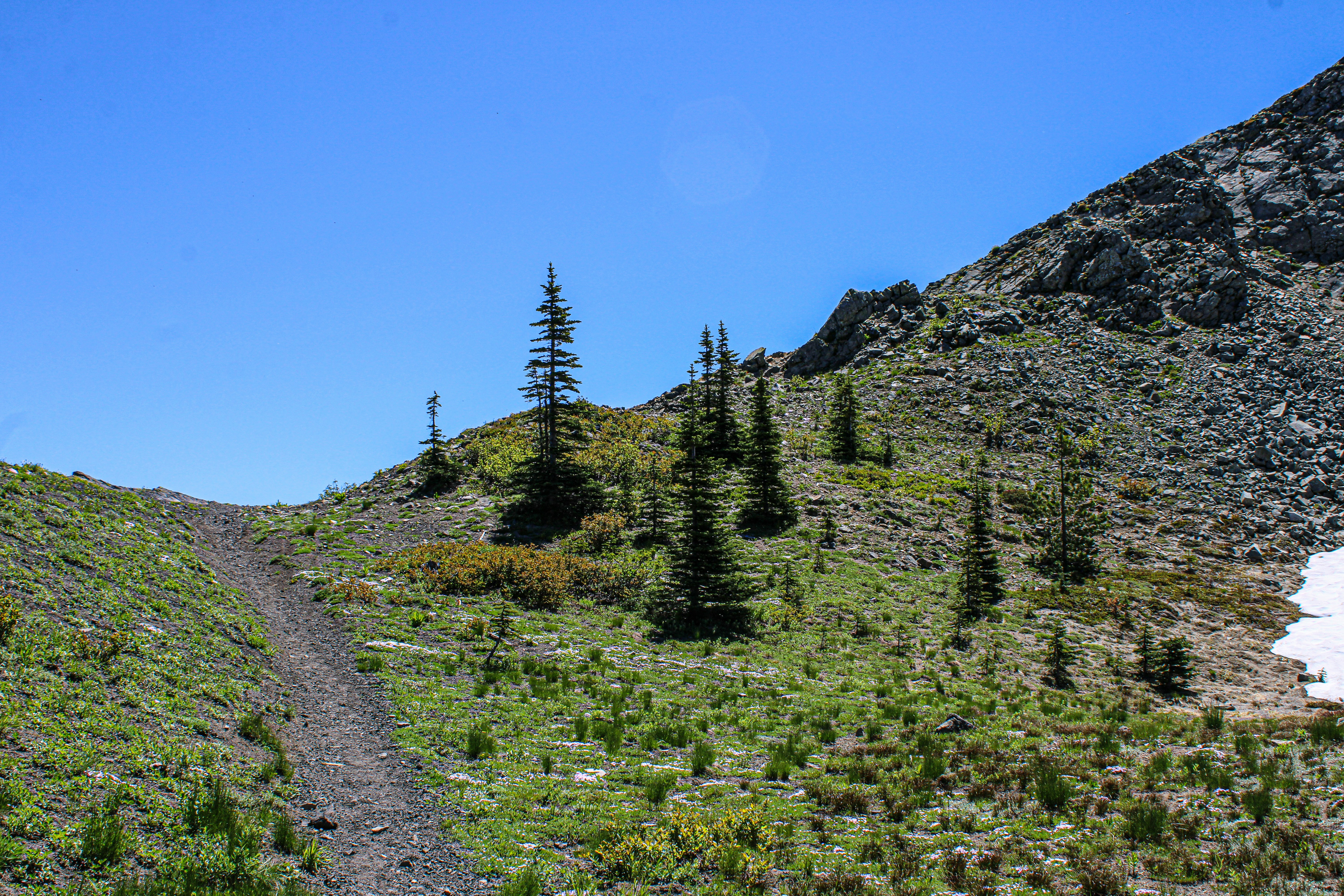 A dirt road in the middle of a mountain