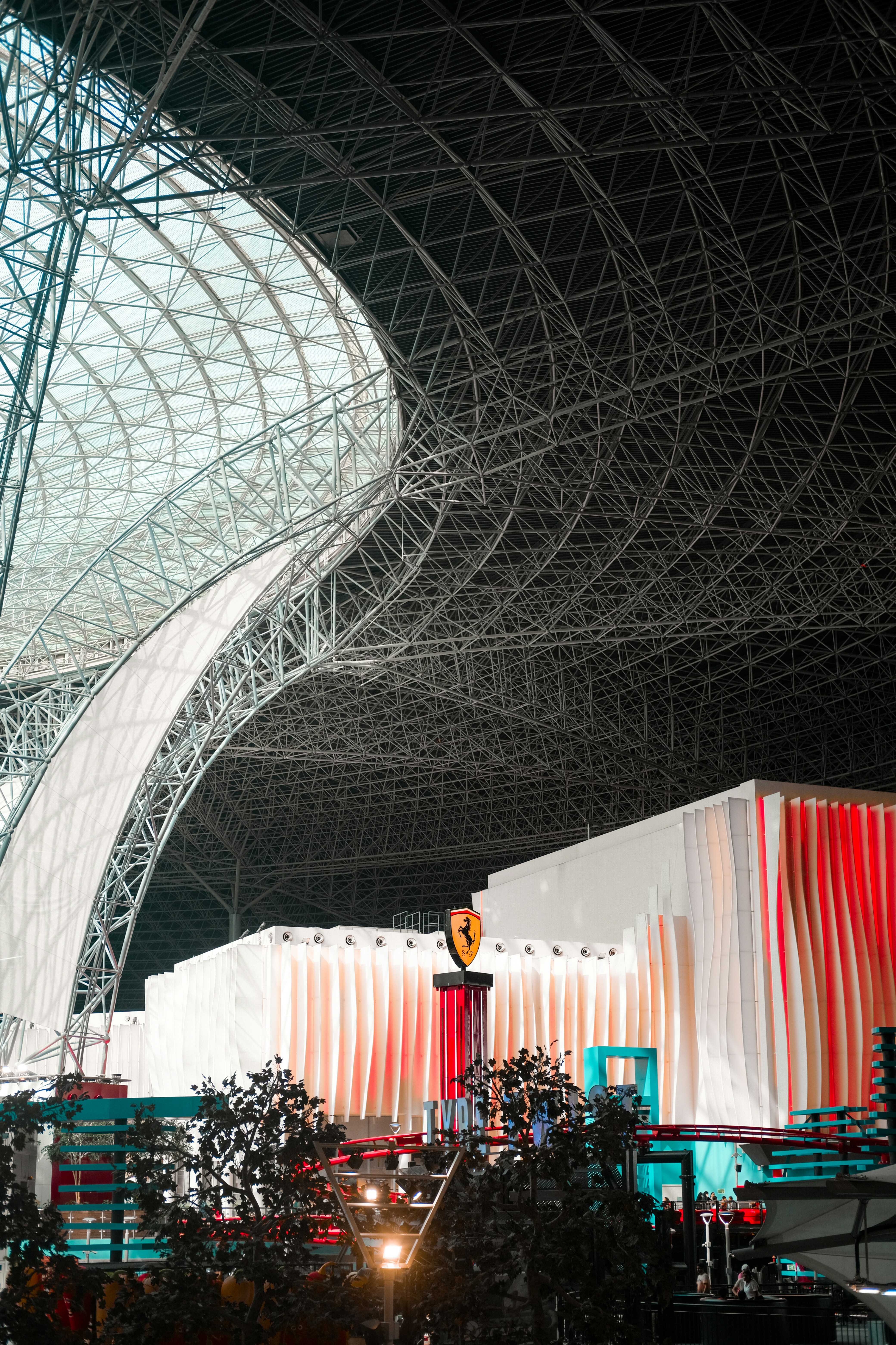 A large white building with a massive ceiling
