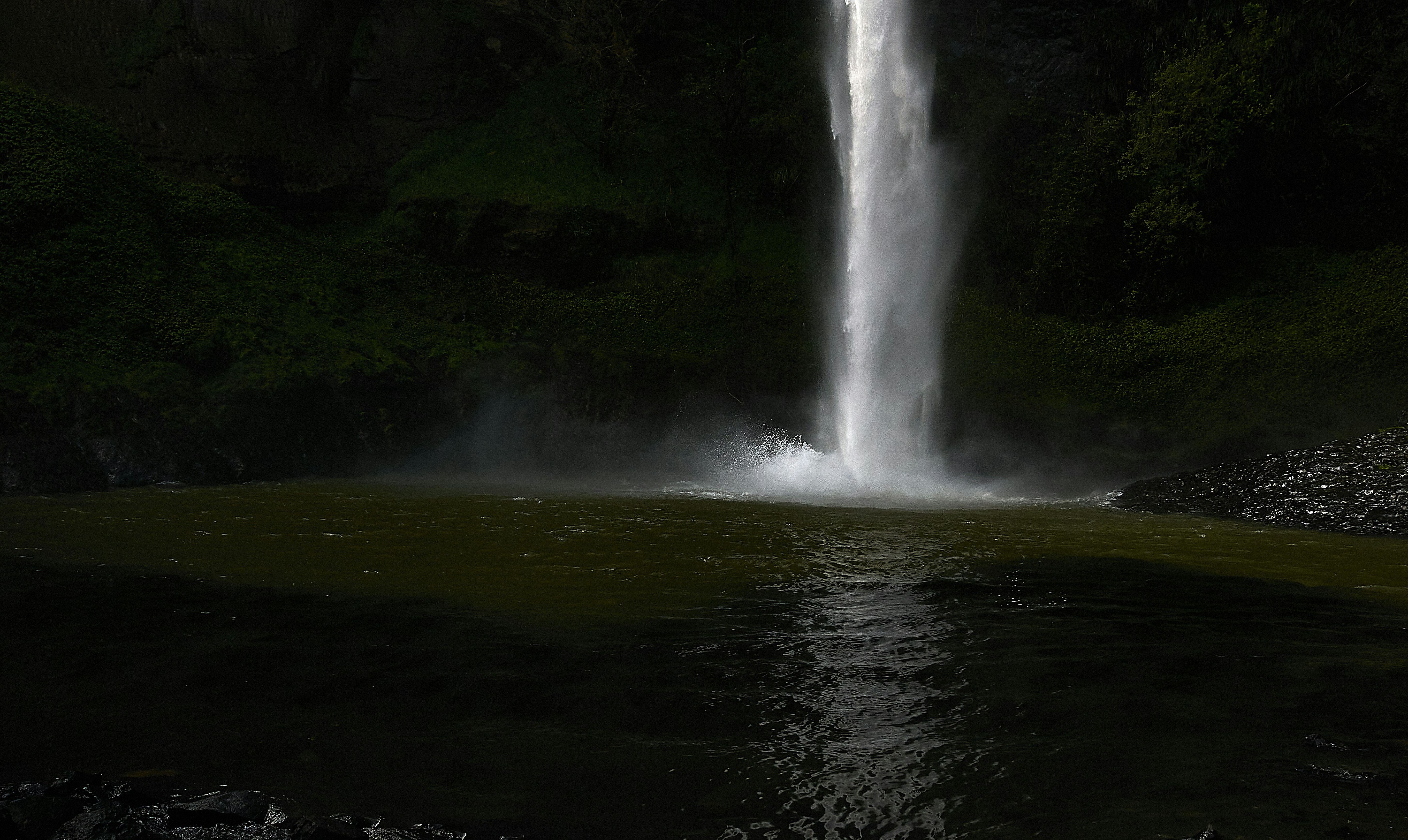 Ein großer Wasserfall mitten in einem Wald