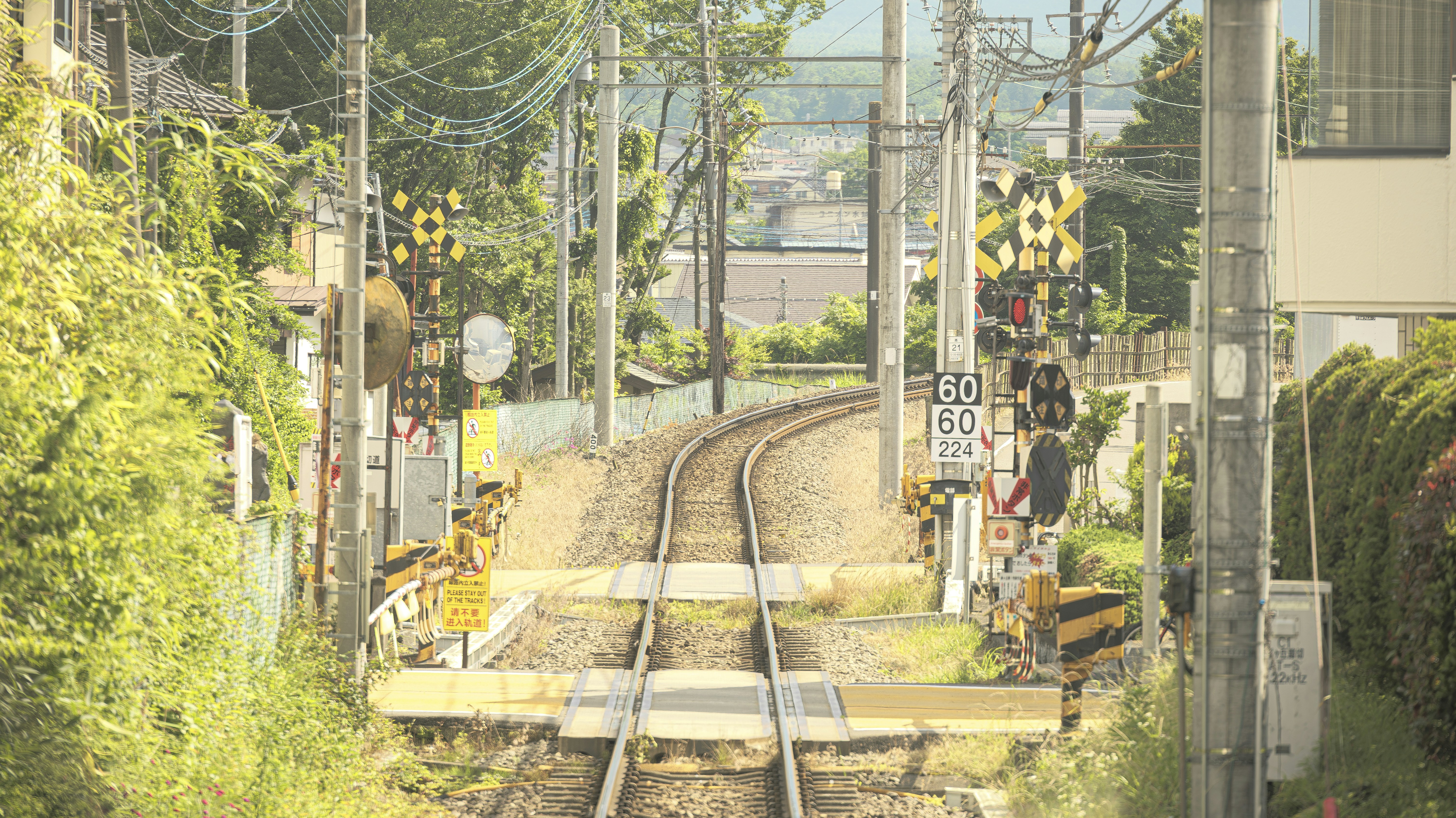 A train track running through a small town