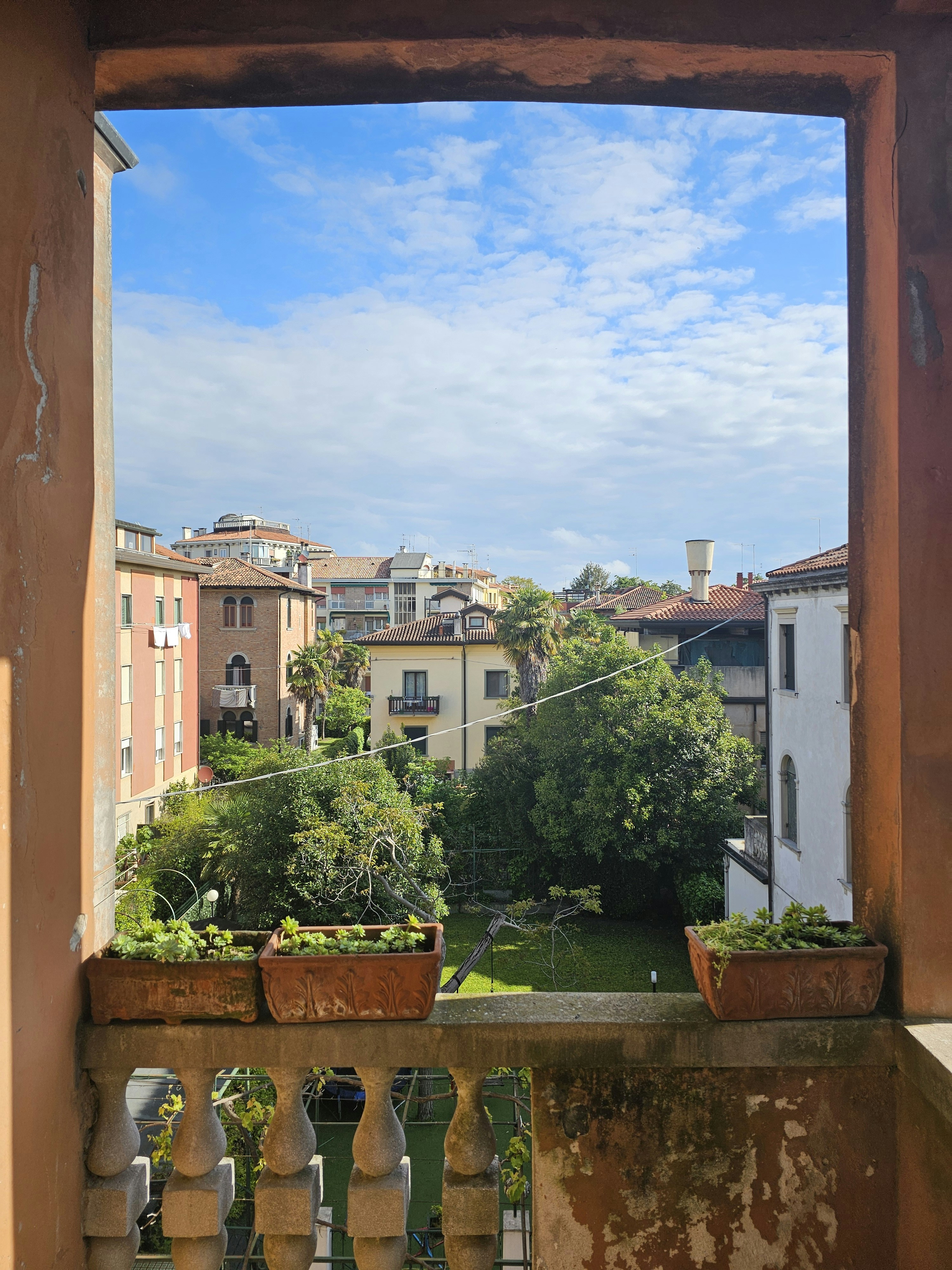 A view of a city from a balcony