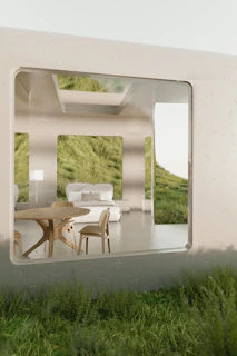 A room that has a table and chairs in it