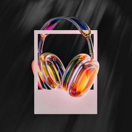 A picture of a pair of headphones on a black background