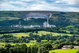 A view of a large factory in the distance