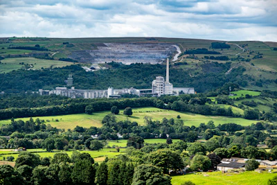 A view of a large factory in the distance