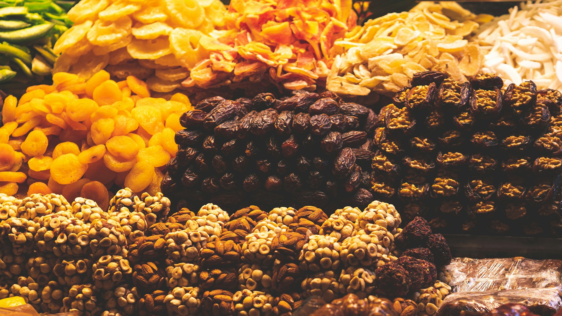 A close up of many different types of food