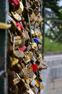 A bunch of padlocks attached to a fence