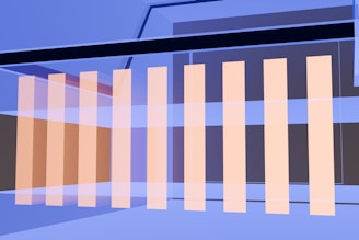 An abstract photo of a building with a blue sky in the background