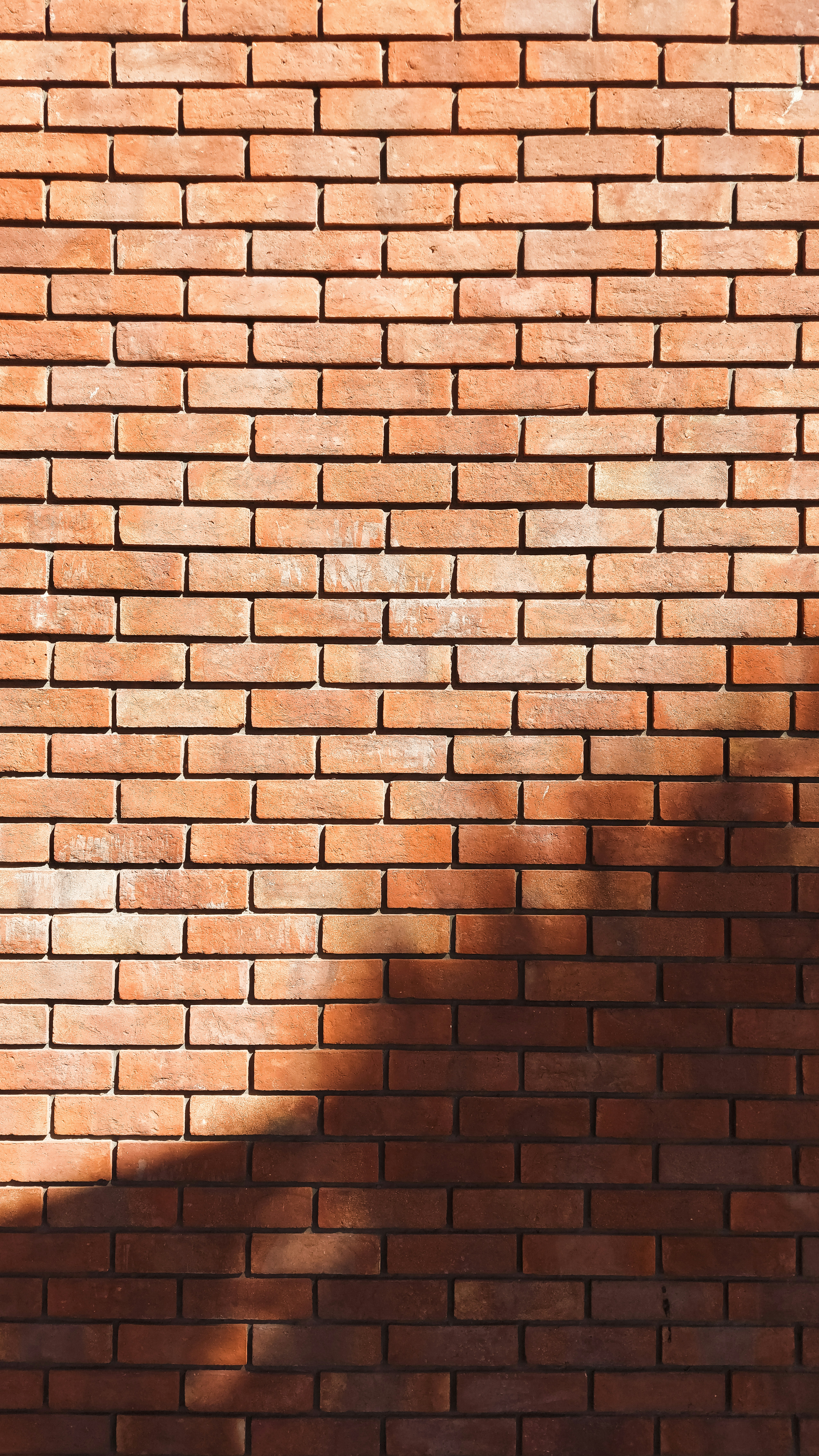 Der Schatten einer Person auf einer Ziegelmauer