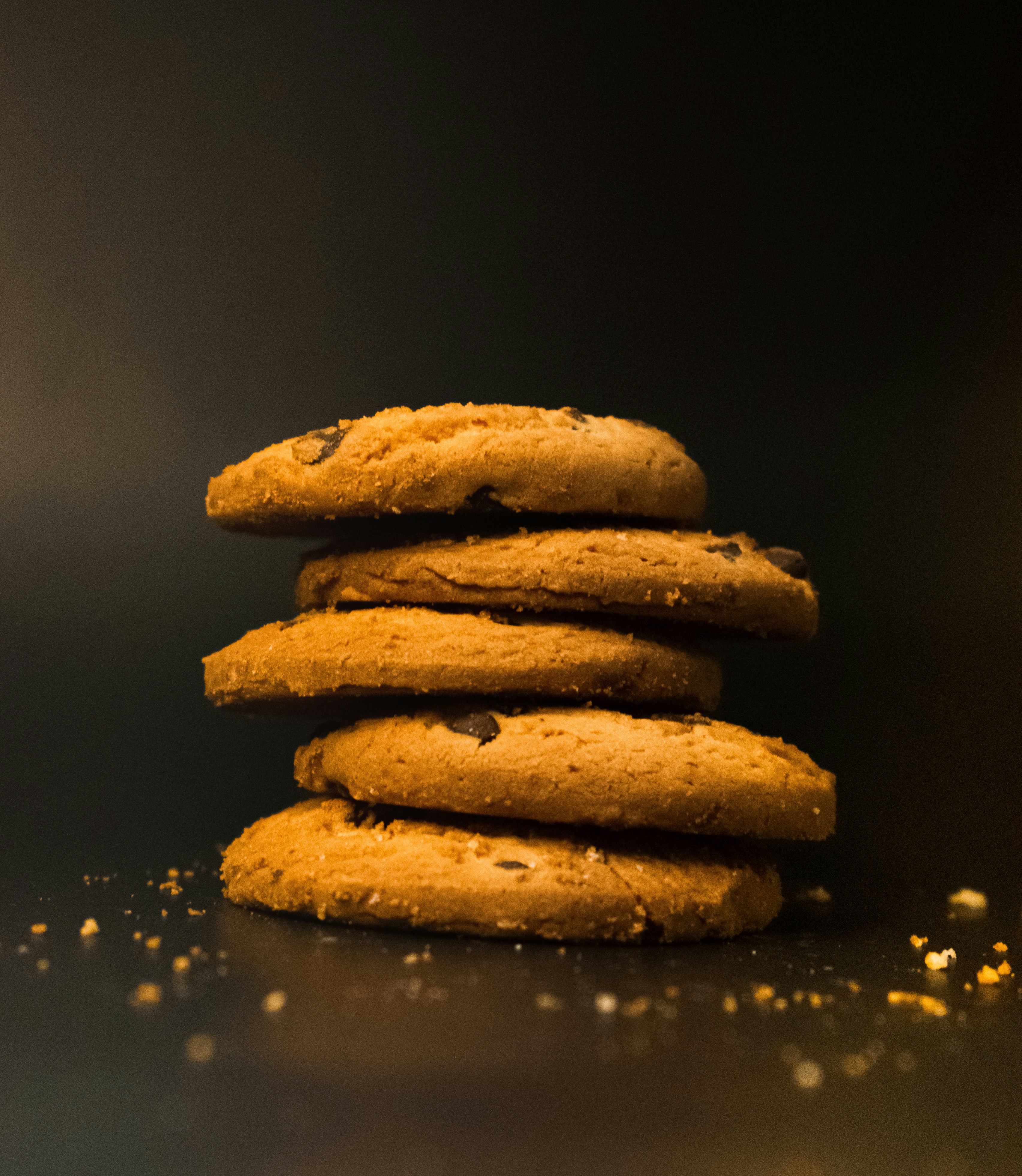 A stack of cookies sitting on top of a table