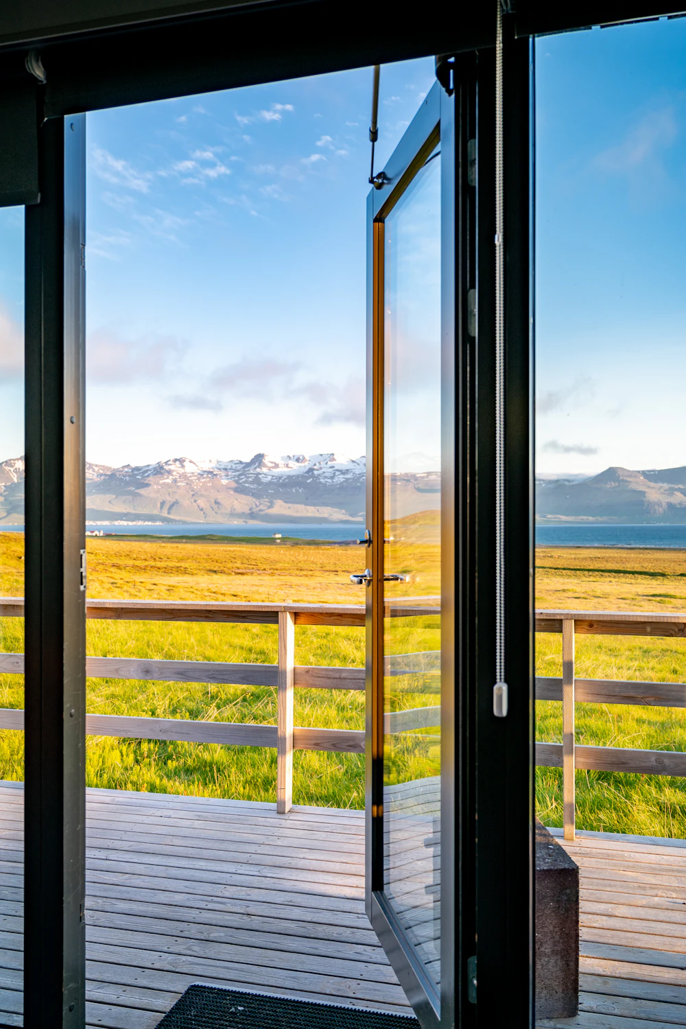 modern glass patio door opening