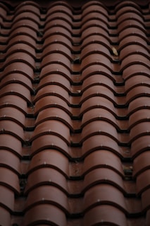 A close up of a roof made of clay tiles