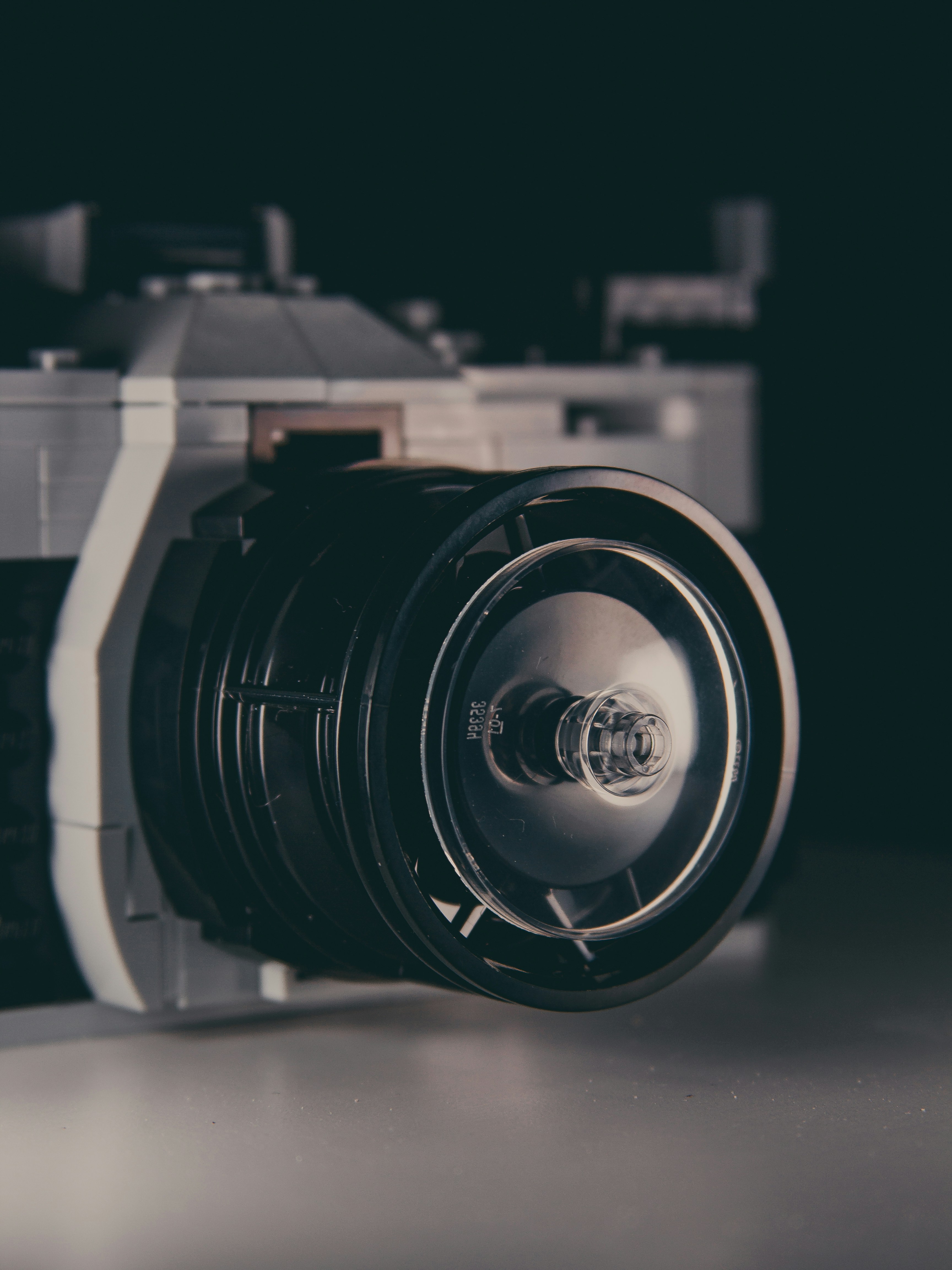 A close up of a camera on a table