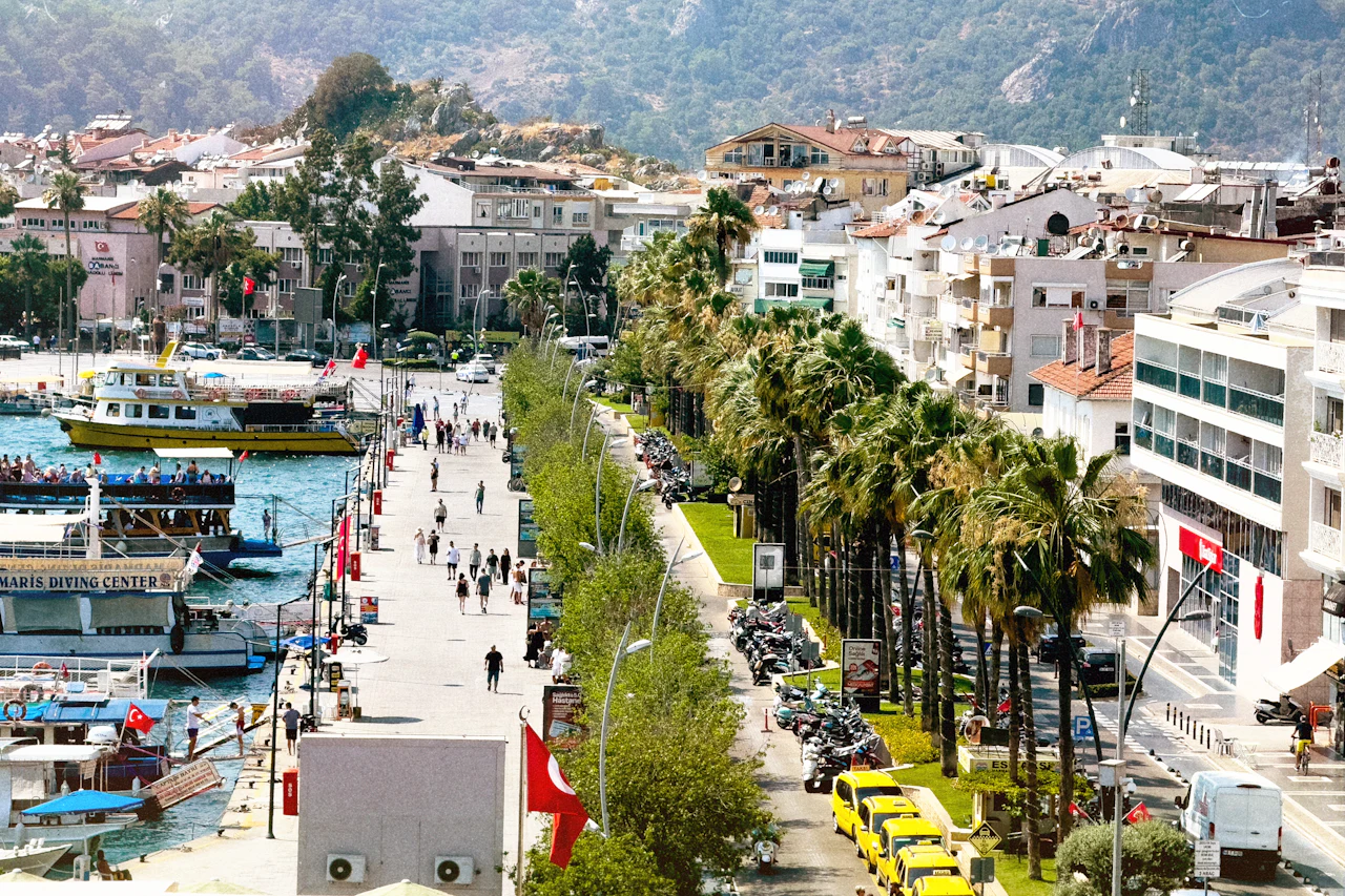 Yachts moored in Marmaris marina
