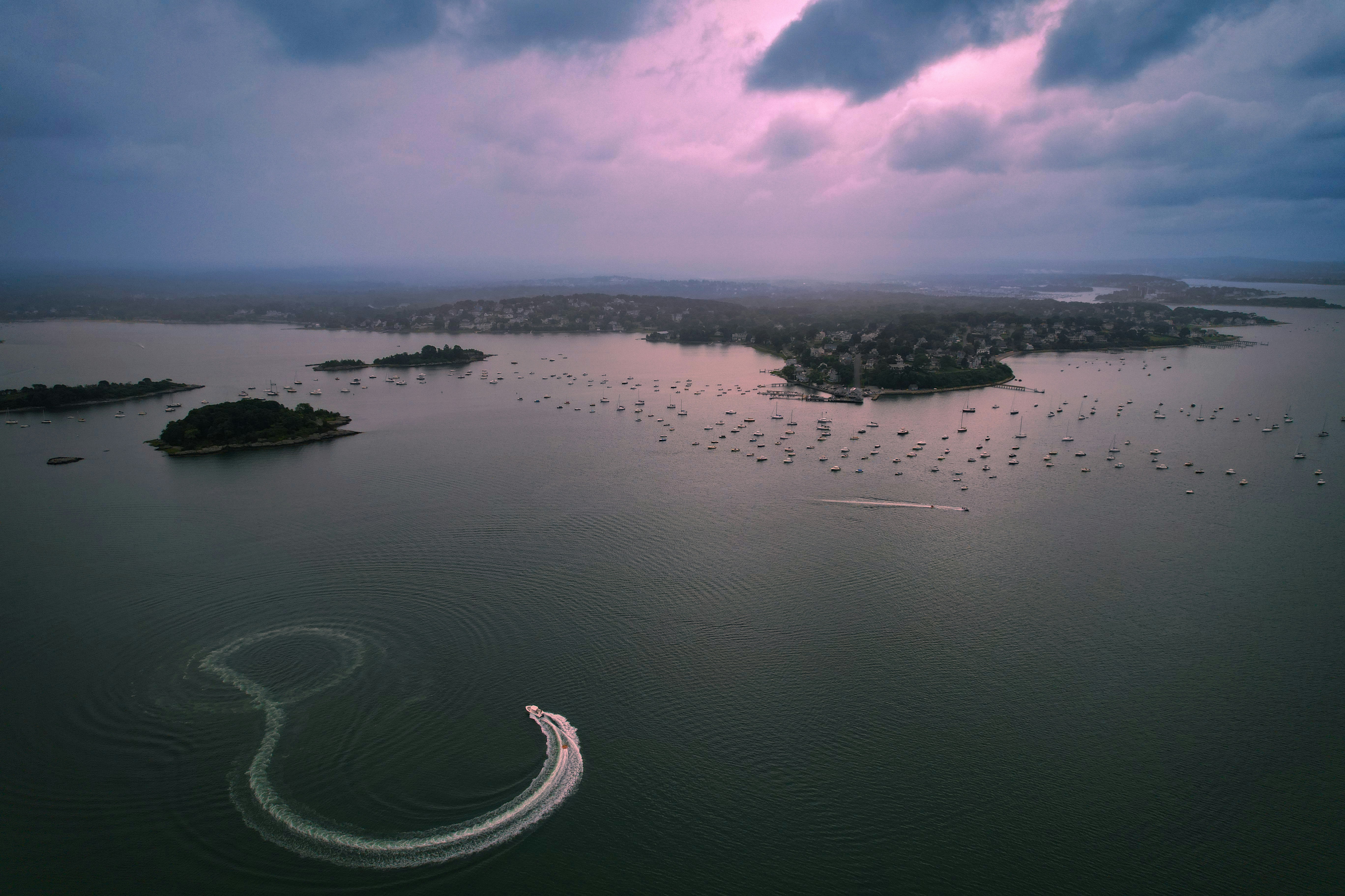 An aerial view of a body of water