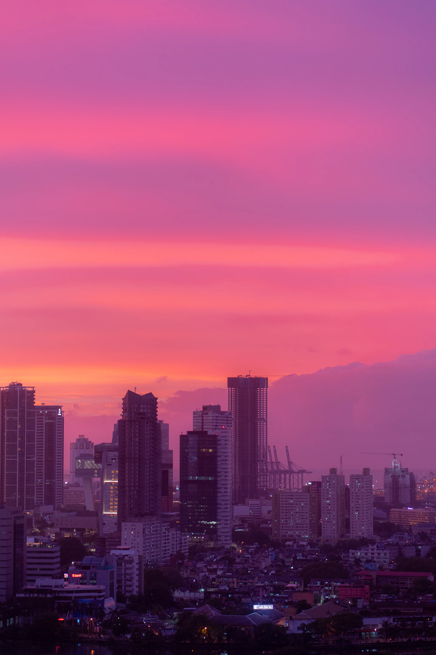 Colombo skyline at sunset
