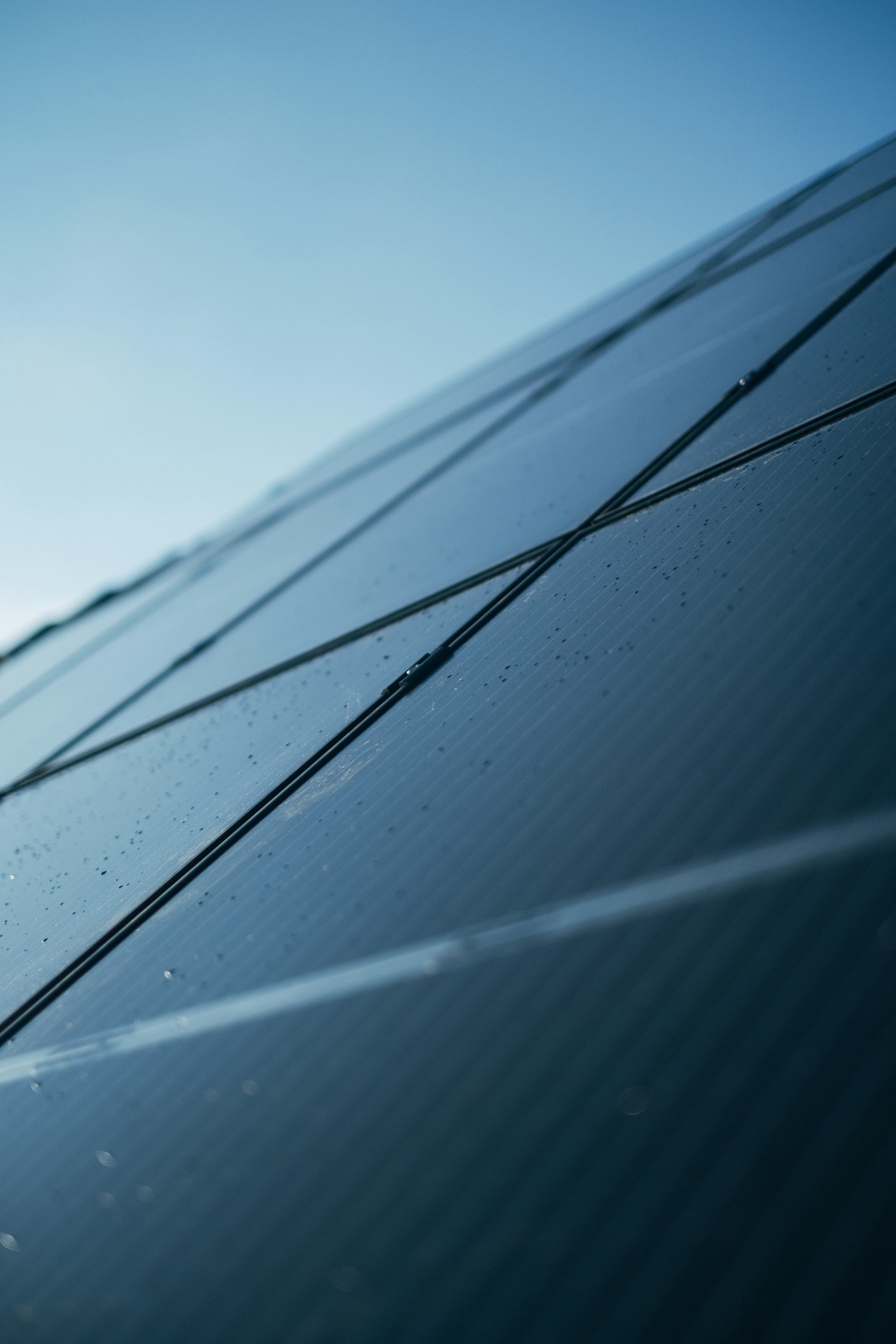 Solar panels on a modern building roof