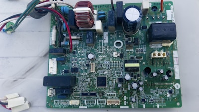 A circuit board with wires and wires attached to it