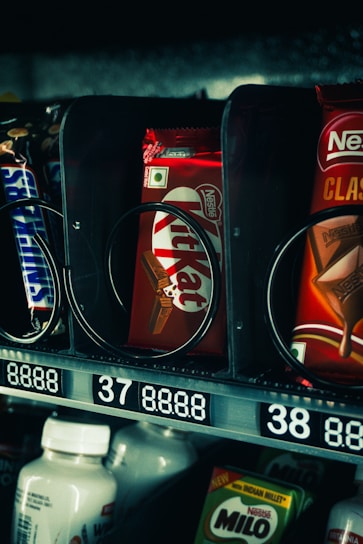 A vending machine filled with drinks and snacks