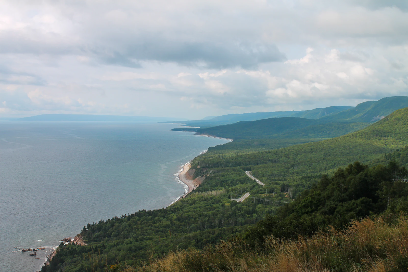 Coastal cliffs along the Cabot Trail in Nova Scotia