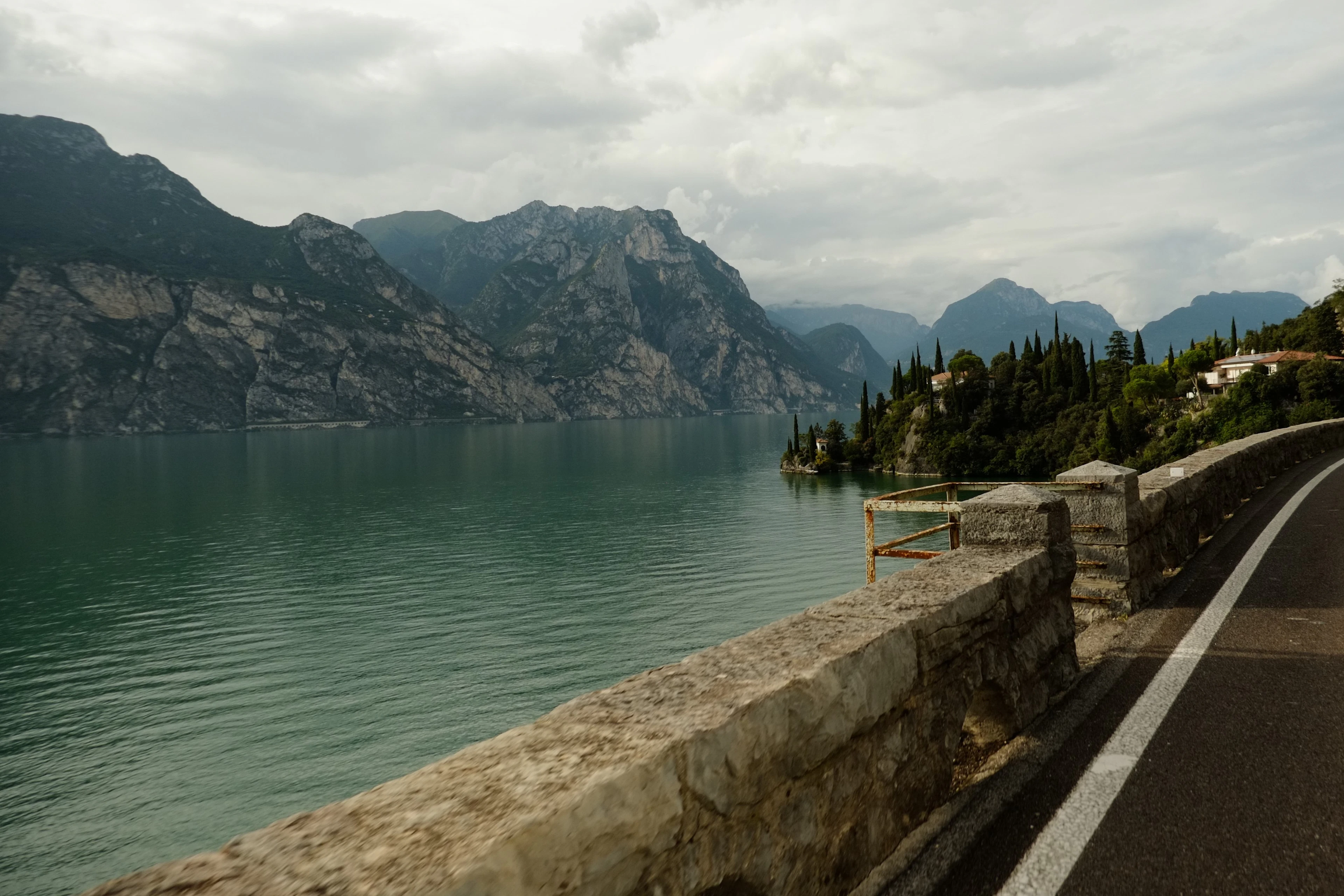 A lakeside road on Lake Garda