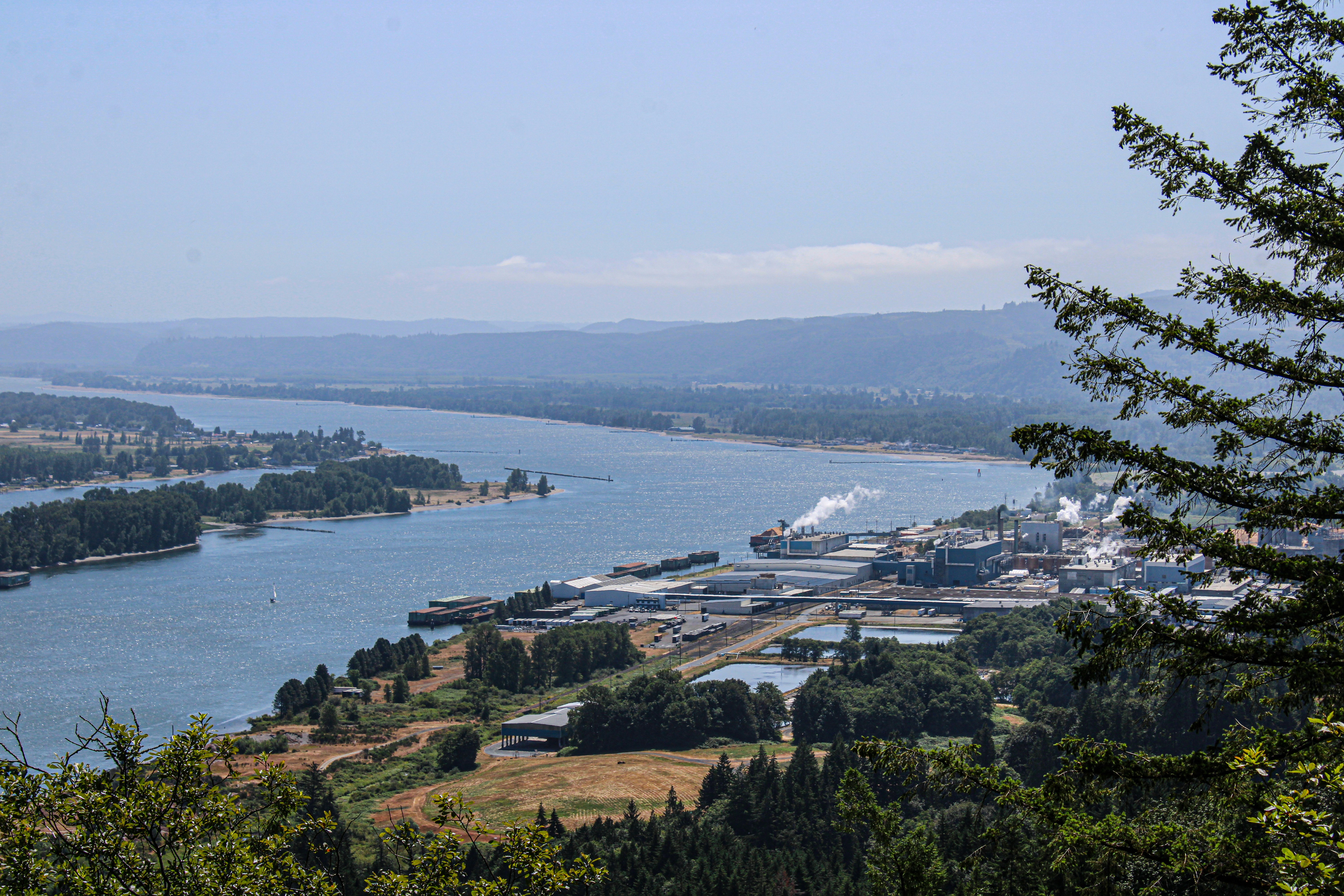A view of a body of water from a hill