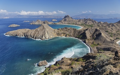 An aerial view of an island in the ocean