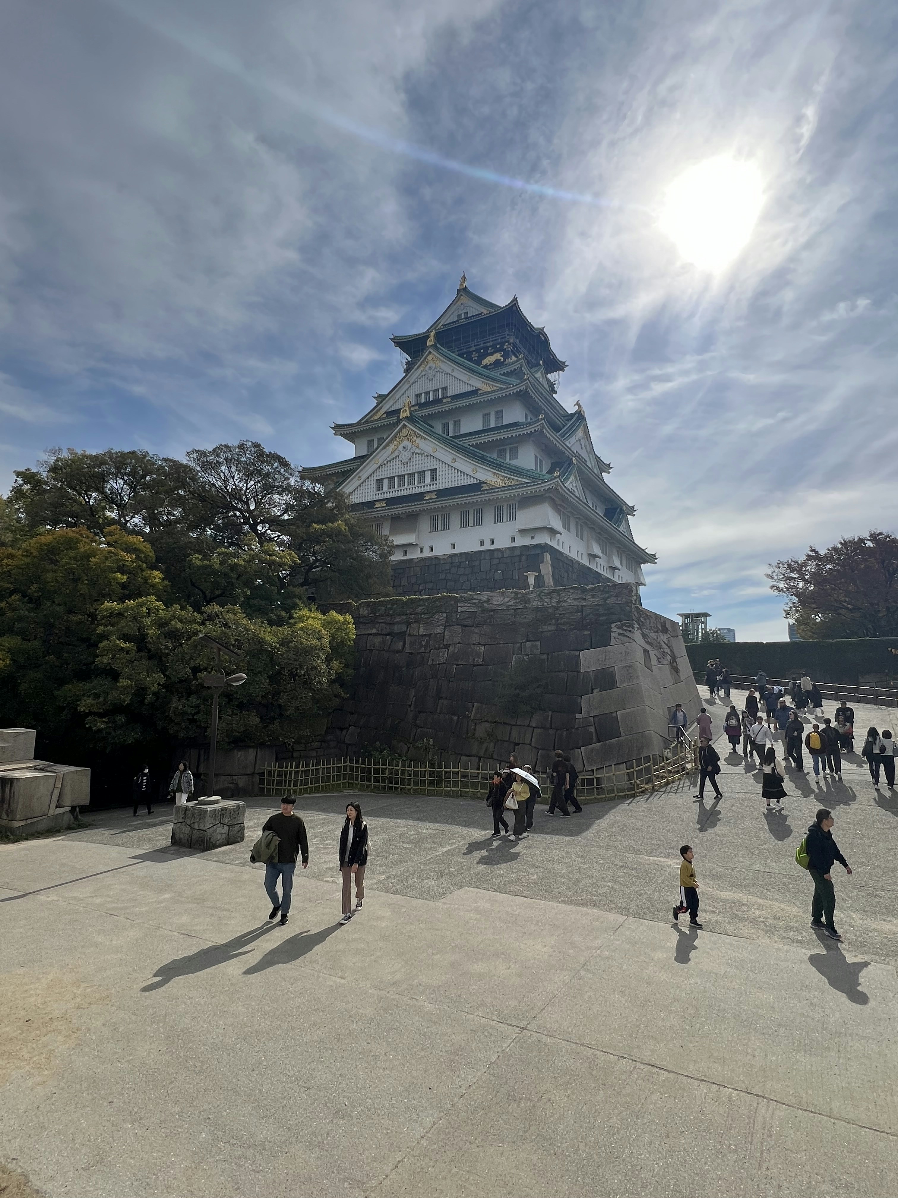 A group of people walking around a large building photo – Free Osakajo ...