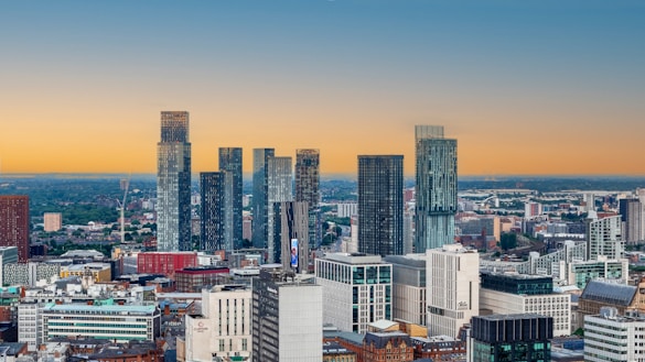 A view of a city from the top of a building