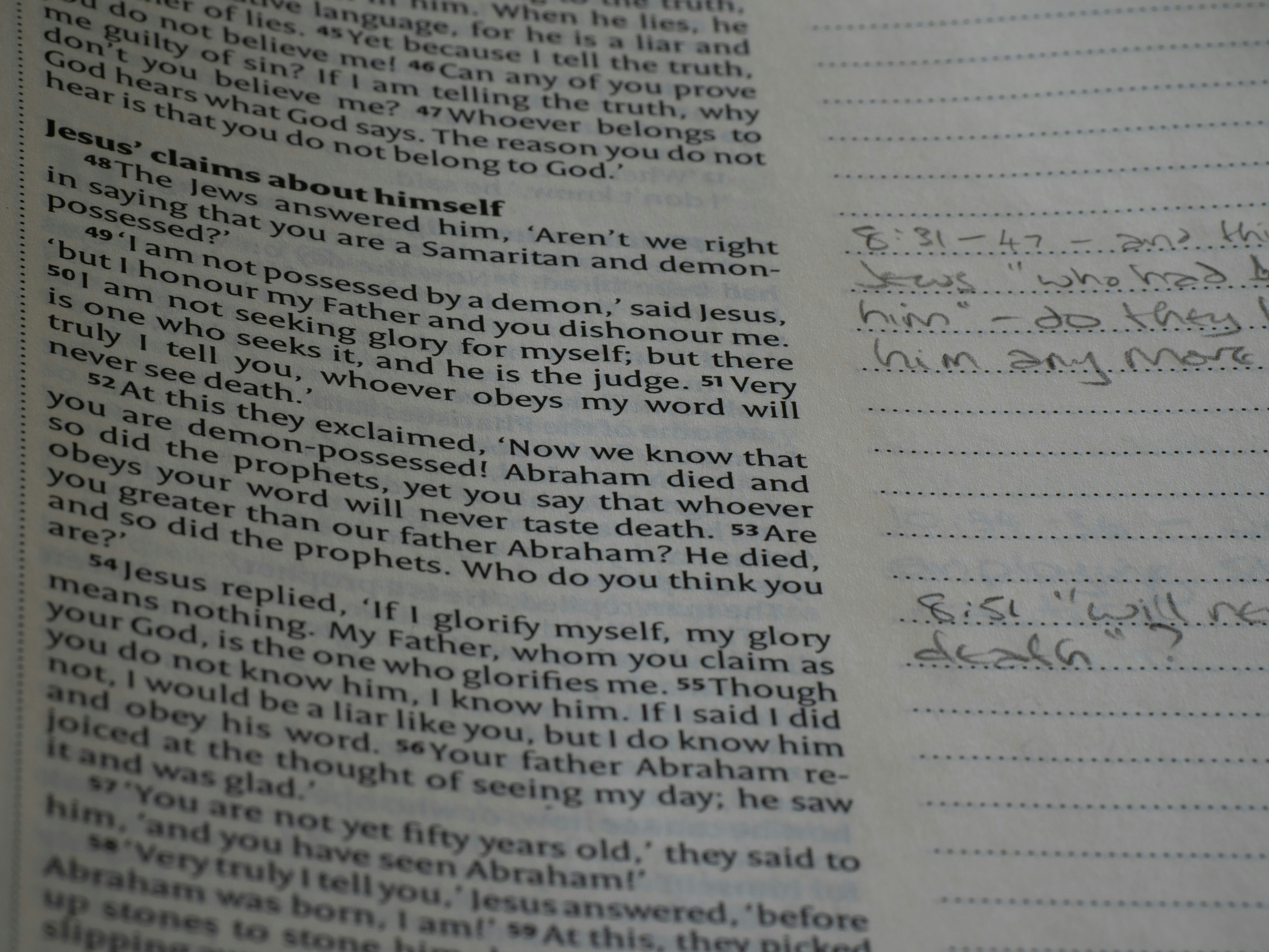 close up, bokeh, bible, new testament, christian, history, text, reading, bible study, devotions, christianity, scripture, Gospel of John, John, Gospel,