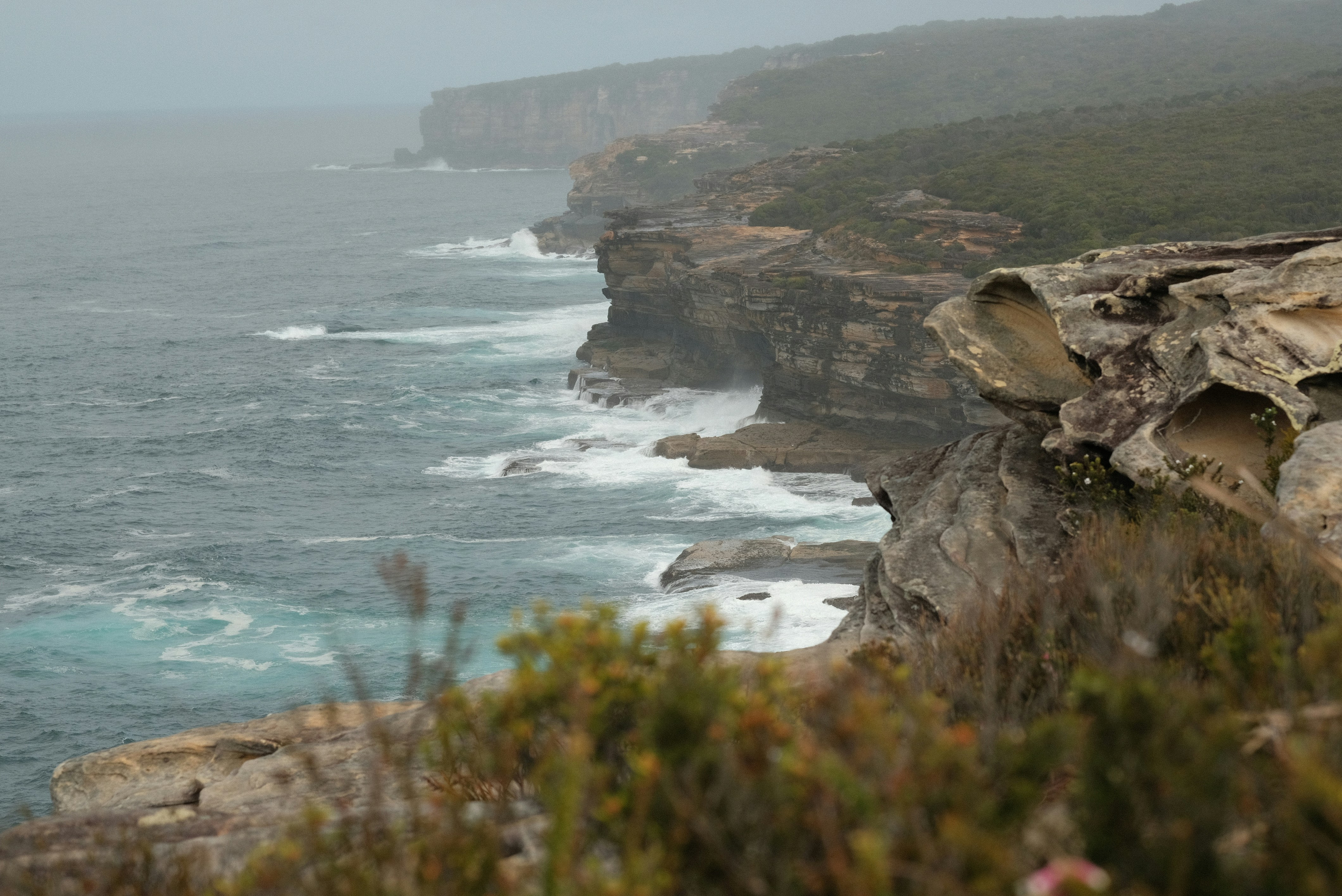 A view of the ocean from the top of a cliff
