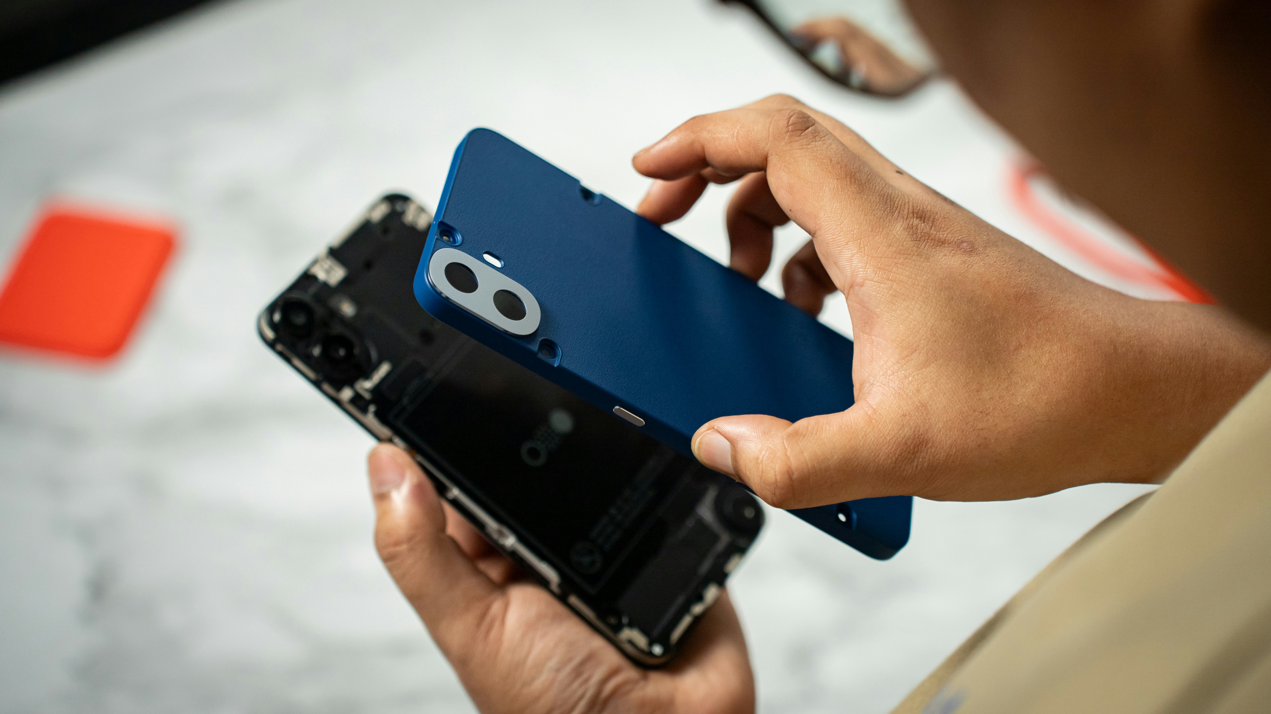 A man holding a smart phone in his hand