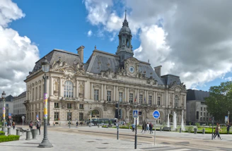 A large building with a clock tower on top of it